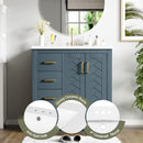 Ceramic Sink Combo, Freestanding Vanity Set With 3 Drawers & Soft Closing Doors