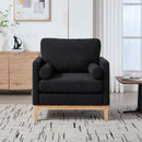 Wide Modern Performance Accent Chair With Natural Legs