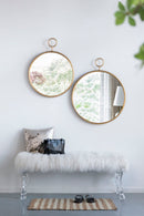 Circle Wall Mirror With Iron Frame, Accent Mirror For Living Room