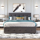 Upholstered Platform Bed With Classic Headboard And Drawers, No Box Spring Needed
