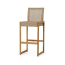 Outdoor Barstool With Rattan Wicker Top (Set of 2) - Brown