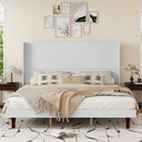 King Size, Stylish High Headboard Bed, High Quality - White