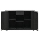 Outdoor Kitchen Island With Stainless Steel Top, Ample Storage Space, Towel And Spice Racks And A Bottle Opener