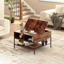 Rustic Flip Top Coffee Table With Hidden Storage - Black / Brown