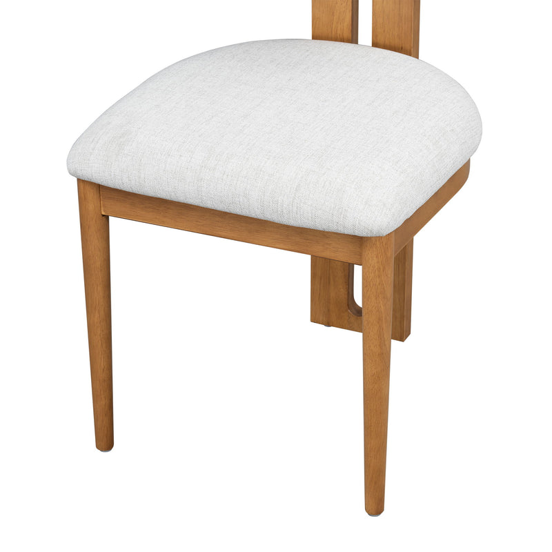 Mid-Century Modern Table Set For 6 Persons With 4 Chairs And Bench, Padded Seats And Backrest