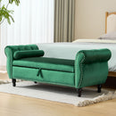 Luxurious Velvet Multifunctional Storage Ottoman Bench With Pillow
