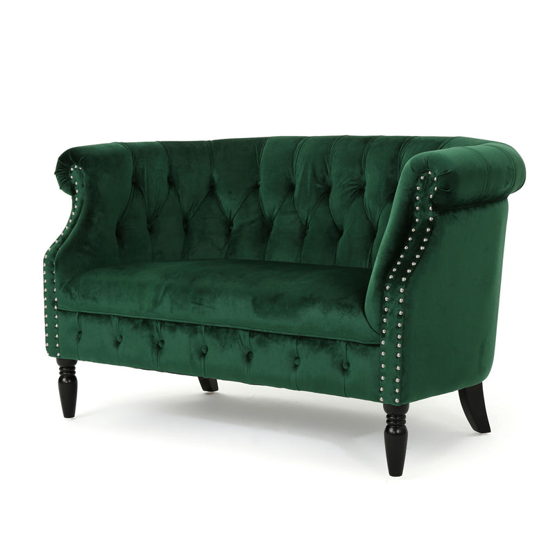 Antique Chesterfield Style Loveseat With Button Tufting