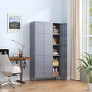 15 Door Lockers With Lock For Storage In Home, Gym, Office, And School - Gray