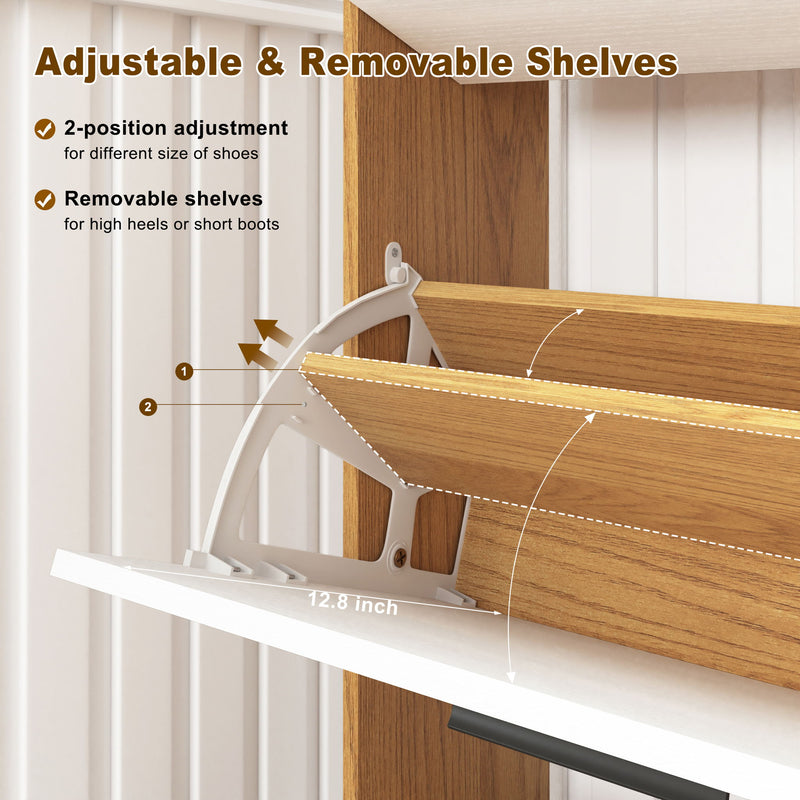 Modern Freestanding Shoe Storage Cabinet With 3 Flip Drawers