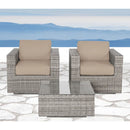 Wicker Seating Group Set With Table And Cushions