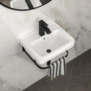 Wall Mounted Bathroom Sink With Towel Bar & Overflow - White / Black