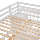 Full Over Twin Bunk Bed with Desk, Drawers and Shelves, White