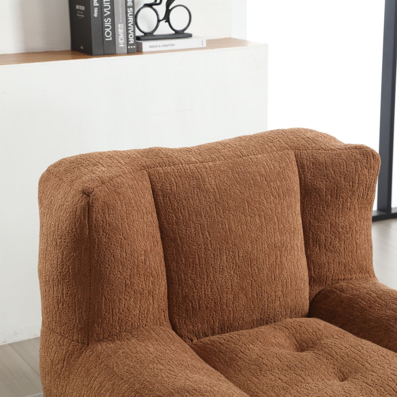 Modern Indoor Fluffy Bean Bag Chair With Memory Foam And Ottoman, Super Soft