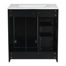 Ceramic Sink Combo, Freestanding Vanity Set With 3 Drawers & Soft Closing Doors