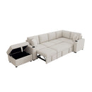 Sectional Sofa Convertible Pull-Out Sofa Bed With A Movable Storage Ottoman For Living Room