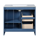 Bathroom Vanity With Ceramic Sink, Bathroom Storage Cabinet With 2 Drawers & Shelf, Freestanding Bathroom Cabinet - Blue