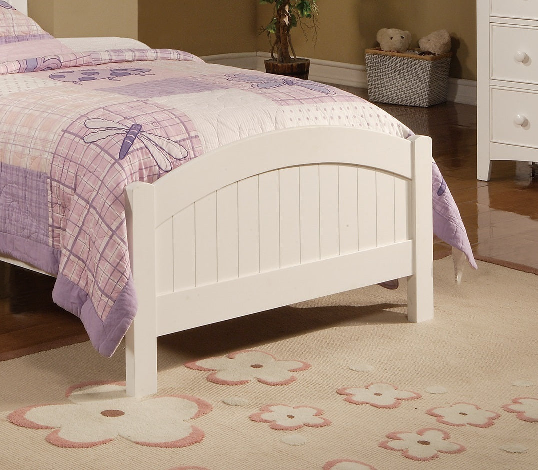 White Color Twin Size Bed Youth Bedroom Furniture Vertical Lines Carved Headboard Plywood - Atlantic Fine Furniture Melbourne FL