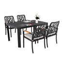 Outdoor Patio Furniture Dining Set With Sunbrella Fabric, Rectangular Table With Umbrella Hole