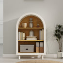 Arched Small Bookcase, Storage Cabinet, Bookshelf With 3 Shelves For Living Room - Oak / White