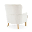 Vintage Style Club Chair, Granular Plush Fabric, Rubber Wood Legs - Almond