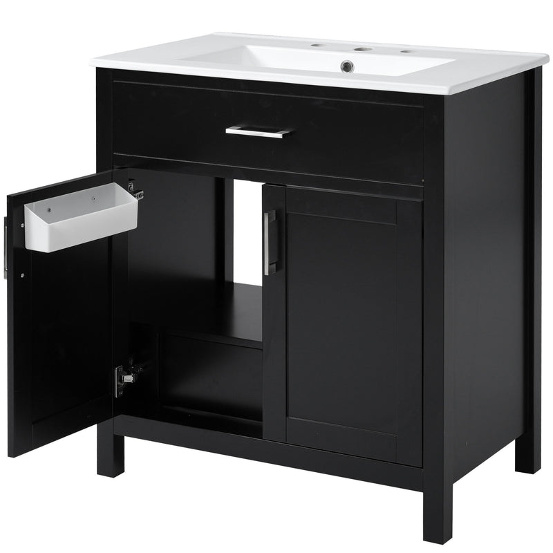 Bathroom Vanity With Sink And Ample Storage, Rectangular Undermount Sink - Black