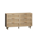 Rattan Storage Cabinet With 6 Drawers For Bedroom And Living Room - Natural