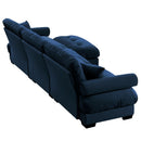 Modern Sectional Sofa With Ottoman, Round Bolster Armrests, Waist And Throw Pillows