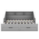 Daybed Frame With Storage Bookcases, 2 Drawers, Charging Station