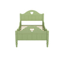 Girl's Love Princess Bed Macaron Twin Size Toddler Bed with Side Safety Rails and Headboard and Footboard, Oliver Green