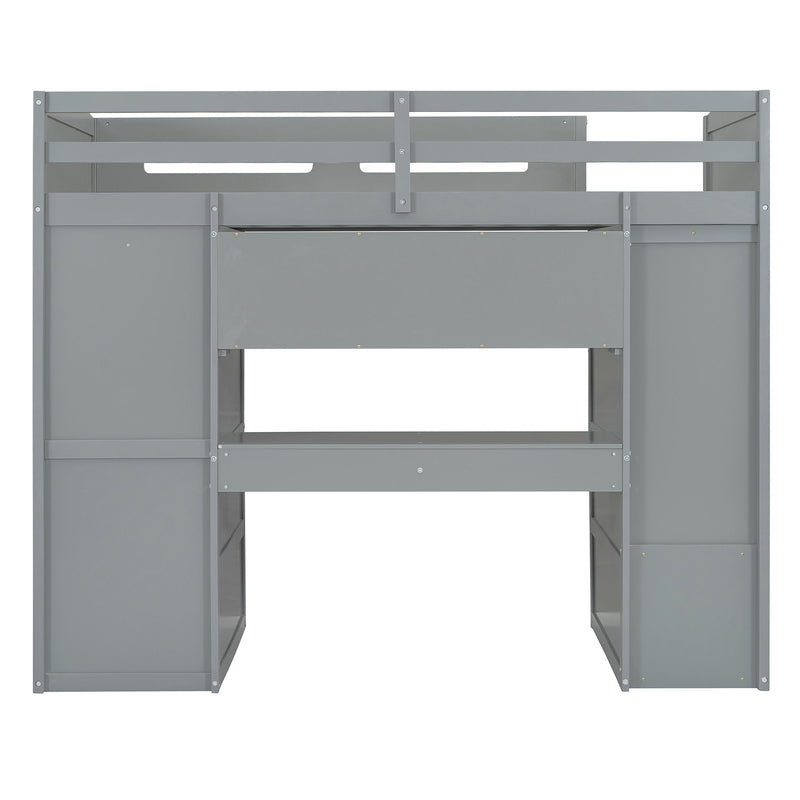 Loft Bed With Desk, Wardrobes, 4 Drawers And 4 Shelves