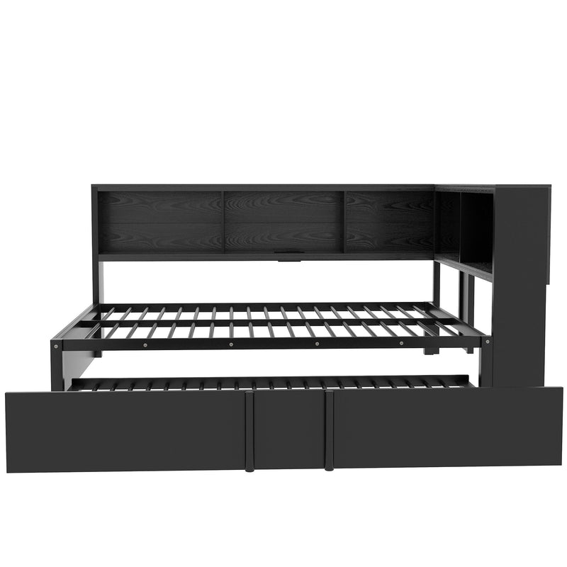 Daybed With Trundle, Storage Cabinets And USB Ports