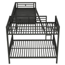 Twin Over Full Bunk Bed With Loft And Desk, L-Shaped Design For 3 Sleepers - Black