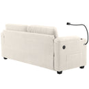 Corduroy Sleeper Sofa Loveseat Sofa With Full Size Mattress, 2 USB Ports, 2 Cup Holders, 2 Side Pockets And Phone Holder