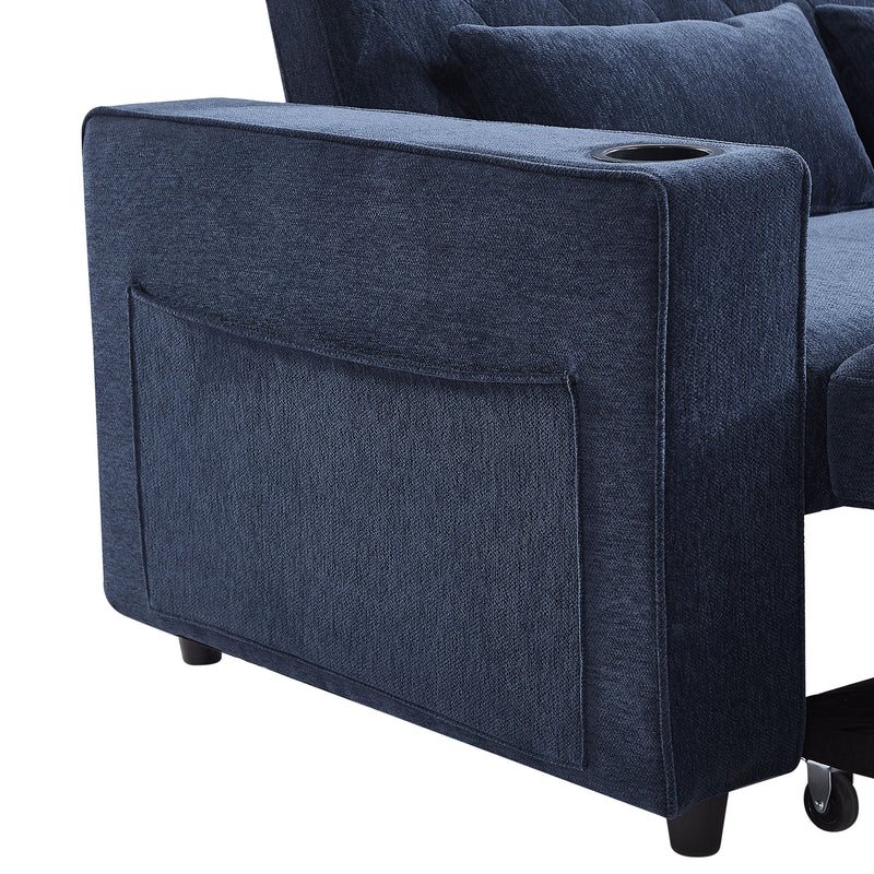 Pull-Out Sofa Bed Convertible Couch With Adjustable Backrest For Living Room