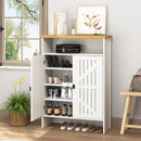 Modern Minimalist Shoe Cabinet With Sliding Door Design - White