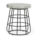 Side Table With Marble Top And Iron Base - Black / White