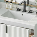 Fluted Bathroom Vanity With Ceramic Sink, Freestanding Design