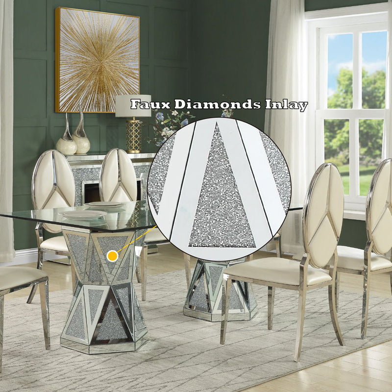 Noralie - Dining Table - Mirrored - Glass - Atlantic Fine Furniture Inc