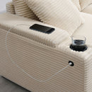 Convertible L Shaped Sectional Corner Couch With Armrest Storage Cup Holders USB Charger, Irregular Corner Oversized Comfy Modular Sofa
