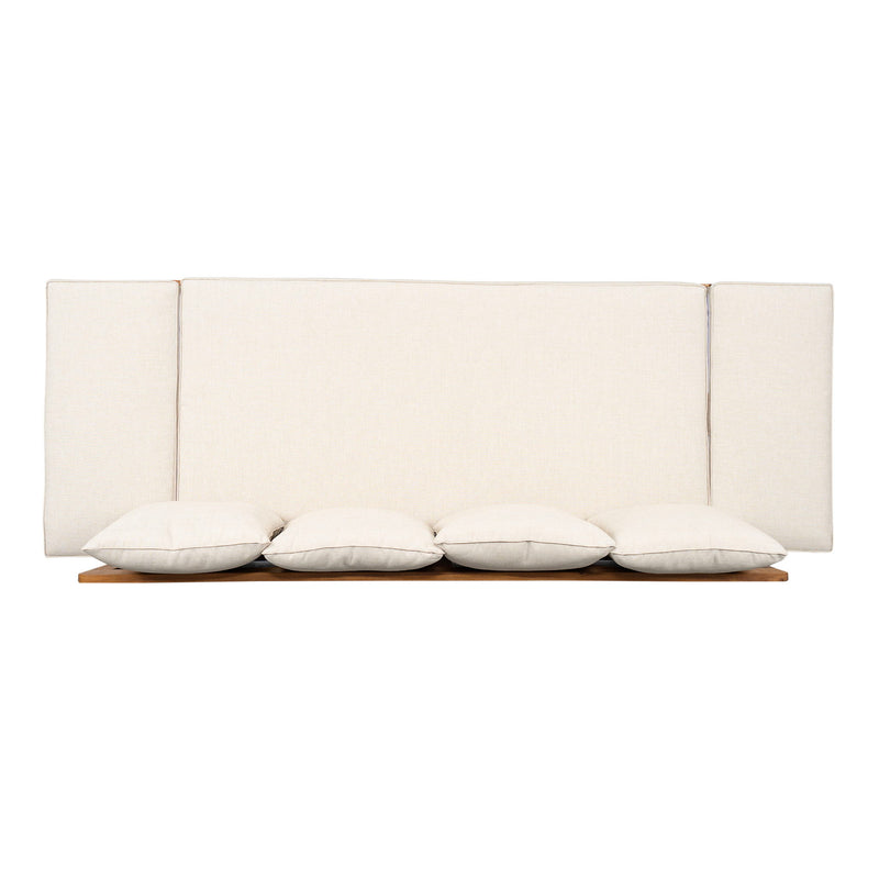Outdoor Patio Daybed Sofa, 3 Seat Sofa With Foldable Arm 4 Back Pillows