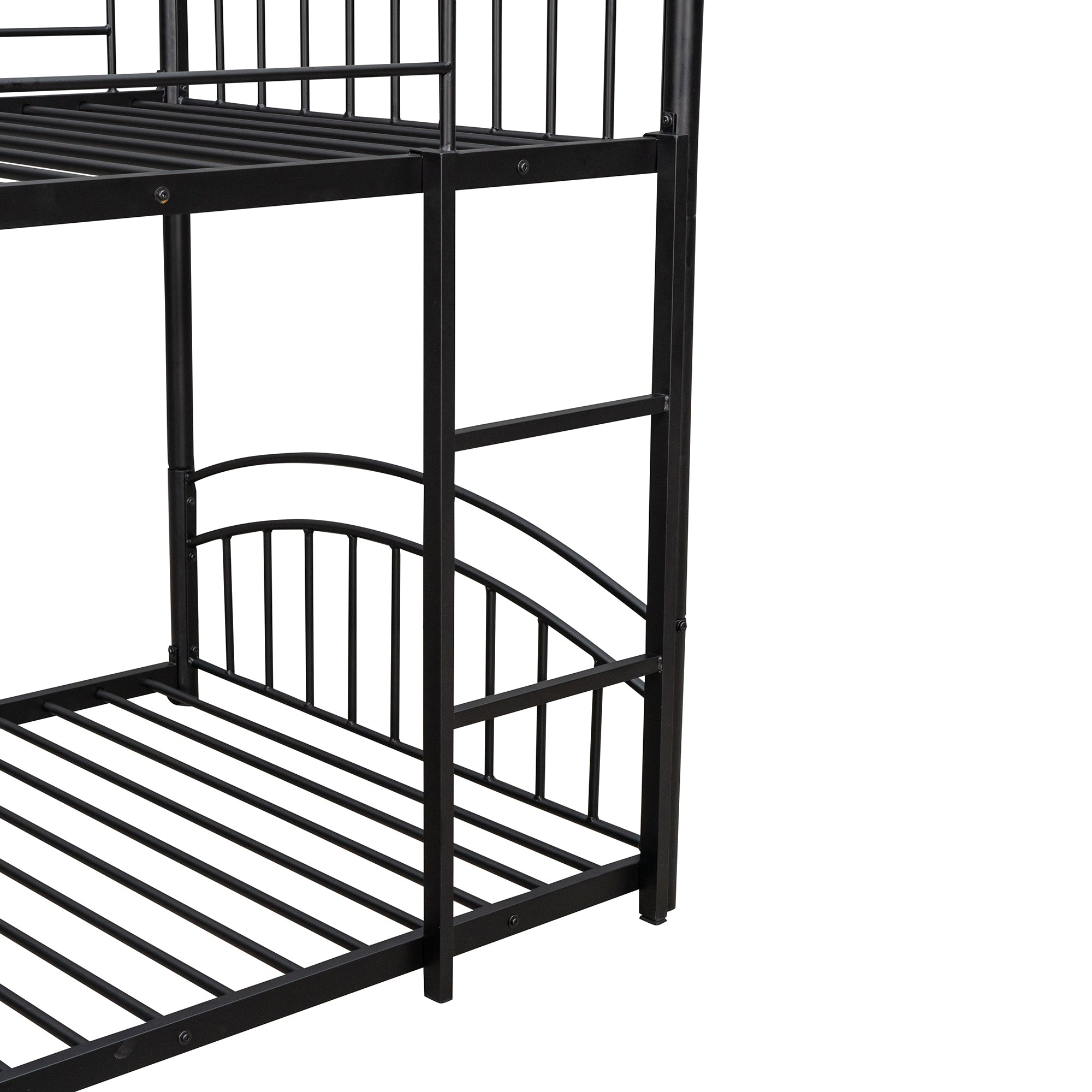 Twin Over Twin Metal Bunk Bed With Slide,Kids House Bed Black - Atlantic Fine Furniture Melbourne FL