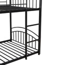 Twin Over Twin Metal Bunk Bed With Slide,Kids House Bed Black