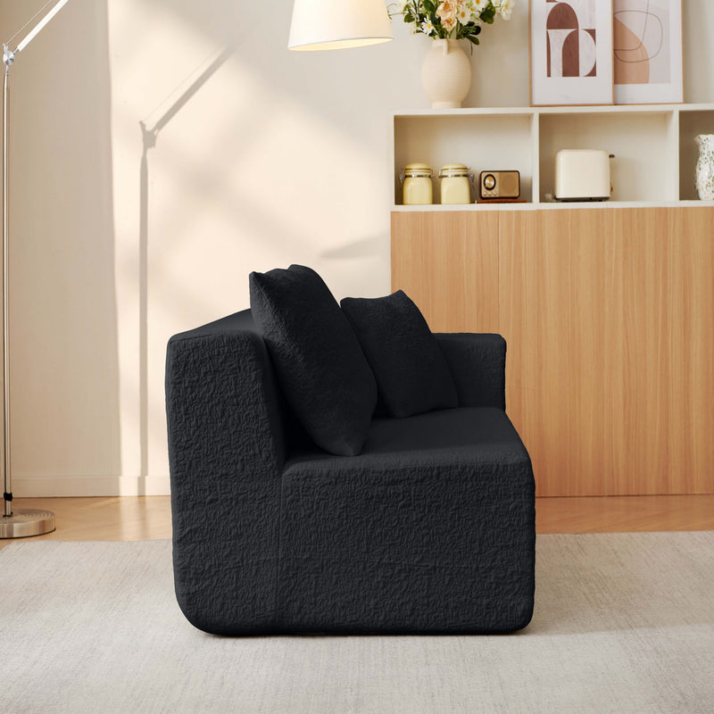 Modular Cloud Sectional Couch With L Shape Chaise, Deep Seat - Black