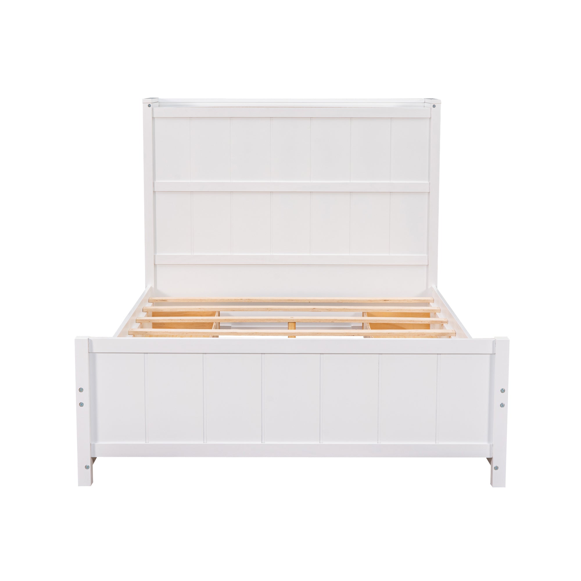 Full Size Platform Bed with Drawers and Storage Shelves, White