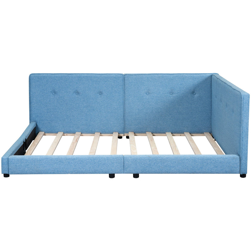Modern Upholstered Platform Bed With USB Ports And LED Belt