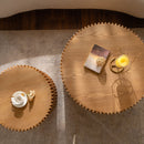 Cylindrical Coffee Table With Vertical Texture Relief