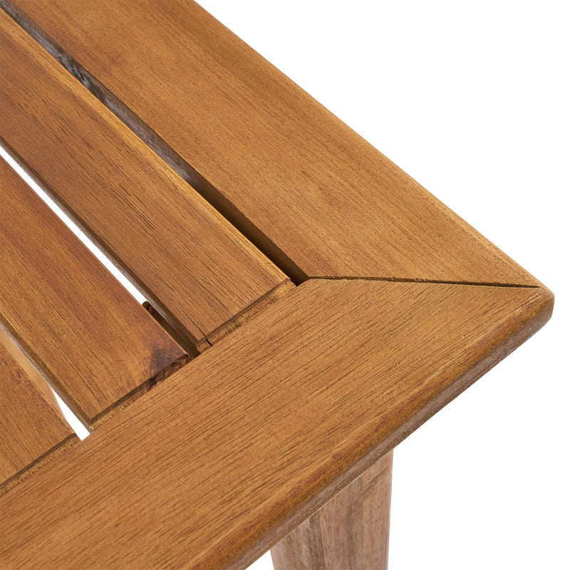 Outdoor Minimalist Acacia Wood Rectangle Bar Table, Durable Hardwood - Teak