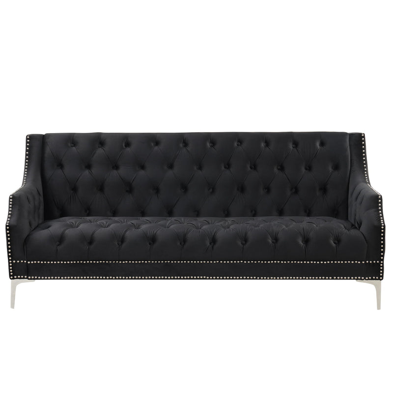 Modern Sofa Dutch Plush Upholstered Sofa With Metal Legs, Button Tufted Back