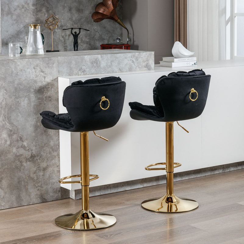 Swivel Bar Stools (Set of 2), Velvet Counter Height Adjustable Barstools, Dining Bar Chairs Upholstered Modern Bar Stool For Kitchen Island, Cafe, Bar Counter, Dining Room