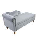 Chaise Lounge Indoor, Velvet Lounge Chair For Bedroom With Storage & Pillow, Modern Upholstered Rolled Arm Chase Lounge For Sleeping With Nailhead Trim For Living Room Bedroom Office